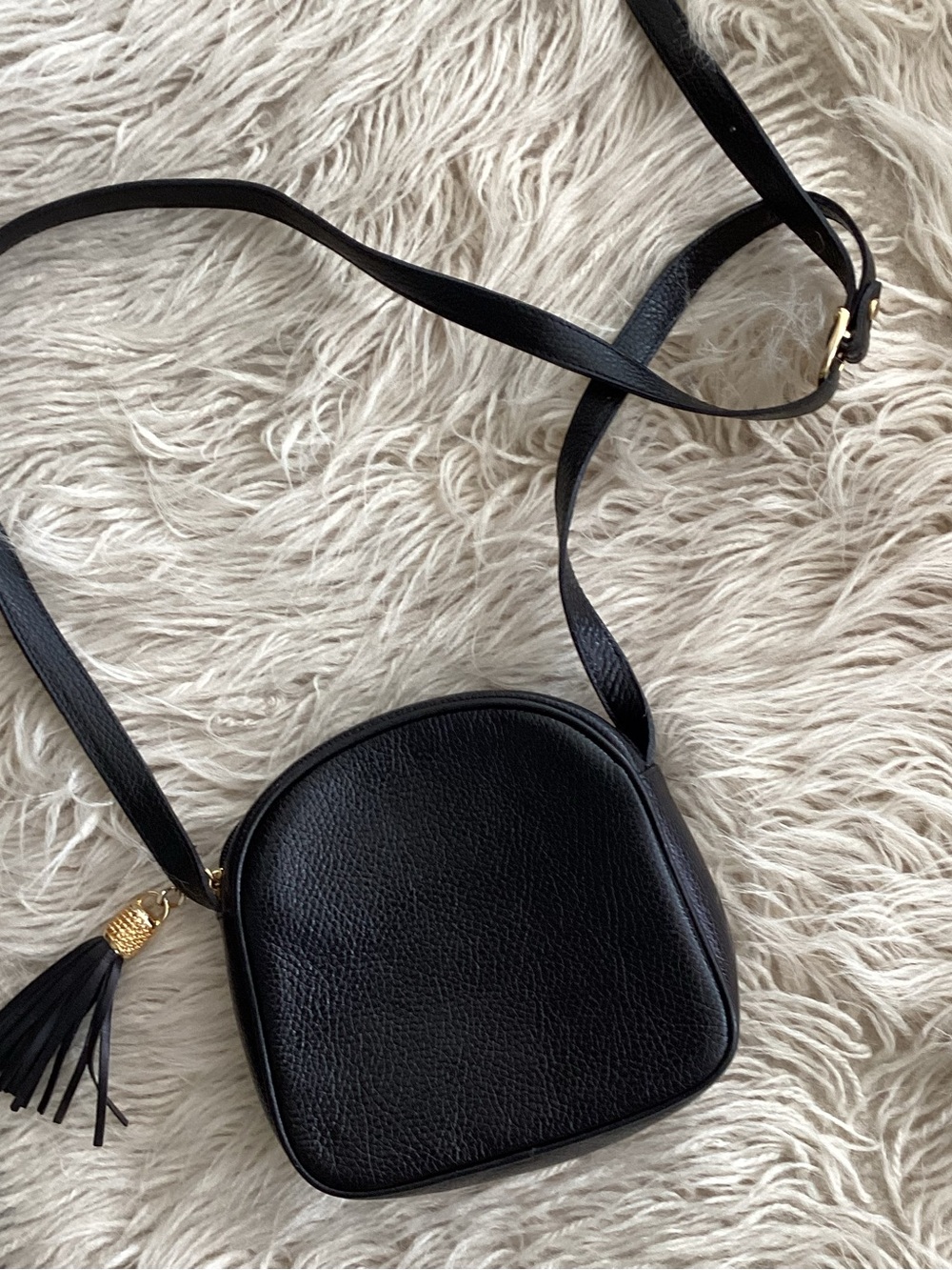 Leather Piero Capecchi vintage Crossbody Bag with Colorful Inlay - Black Strap - Picture 3 of 3